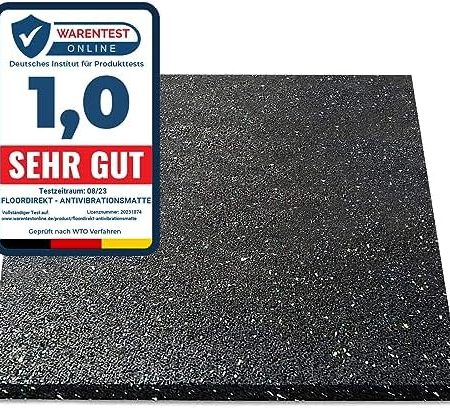 Floordirekt Premium Antivibrationsmatte 60x60cm - Made in Germany - für Waschmaschine Trockner etc. - zuschneidbar - in 4 Stärken erhältlich (60 x 60 x 1,0 cm)