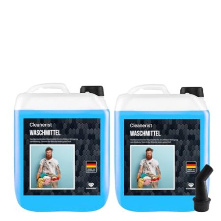 Cleanerist Flüssigwaschmittel Premium Waschmittel LIMITED EDITION SOMMERBRISE | 2x5 Liter Vollwaschmittel Grosspackung | bis zu 220 Waschladungen color weiß schwarz+Ausgießer