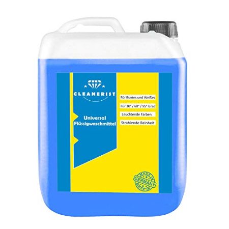 Cleanerist Flüssigwaschmittel Universal Waschmittel | 5 Liter Vollwaschmittel Grosspackung | bis zu 125 Waschladungen color weiß schwarz+Ausgießer