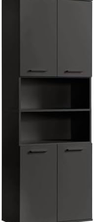 mokebo® Bad Hochschrank in Anthrazit-Schwarz 'Der Kapitän', Badezimmerschrank breit oder Badschrank, auch als Badezimmerhochschrank & Badregal Badezimmer aus Holz in 180x33x34 (HxBxT in cm)