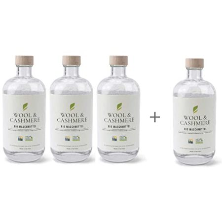 Sparpaket | 3 x 500ml + 1 Flasche Gratis Bio Waschmittel Wool & Cashmere Konzentrat VEGAN bis zu ca. 50 WASCHGÄNGE Feinwaschmittel Wollwaschmittel