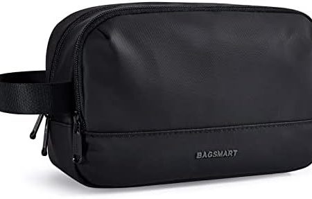 Kulturtasche für Männer, BAGSMART Herren Reise Kulturtasche, Wasserabweisendes Dopp Kit für Reisen, Leichte Rasiertasche Passend für vollwertige Toilettenartikel, Schwarz