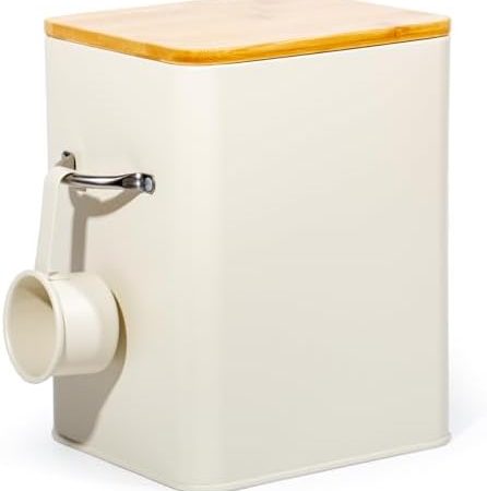 GREELUE 6.5L Waschmittel Aufbewahrung mit Dosierlöffel, Waschpulver Box, Futter Container, Aufbewahrungsbox für Kekse, Kaffeebohnen, Tierfutter (Beige)