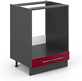 Vicco Herdumbauschrank Fame-Line, Bordeaux Hochglanz/Anthrazit, 60 cm ohne Arbeitsplatte