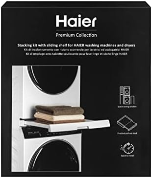 Haier – Verbindungssatz für Waschmaschinen und Trockner in Premium-Qualität/Ablage für Wäschekorb/kompatibel mit Haier Waschmaschinen der Serien 3, 5, 7 und den Trocknern der Serien 5 und 7 / weiß