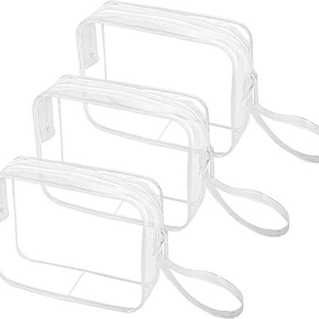 CGBE Durchsichtige Kosmetiktasche 3 Stück Make-up Tasche Handtasche Kosmetikbeutel Kulturtasche Kulturbeutel Transparent mit Reißverschluss für Reise Toilettenartikel Frauen Männer