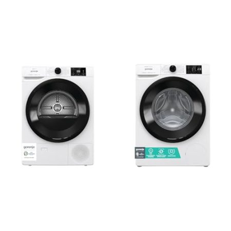 Gorenje DNE92/GN Wärmepumpentrockner, 9kg Kapazität, 16 Programme & WAM 74 AP Waschmaschine mit Dampffunktion / 7 kg