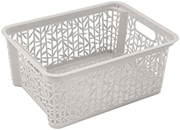 BranQ - Home essential Universeller, multifunktionaler, erstellbarer Aufbewahrungskorb in Bamboo Design, BPA-frei Kunststoff, Grösse M - 5,4 Ltr., 1 Stk., Creme