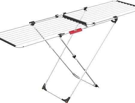 Vileda Doble Wäscheständer ausziehbar, 22m Trockenlänge, 61 x 19,5 x 130,5 cm, Weiß