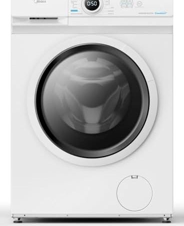 Midea MF10EW80B Waschmaschine / 8kg / 1400 U/Min/EEK A/Inverter Quattro Moto/Dampffunktion/Grosse Trommel/Slim Design/Nachlegefunktion/Kindersicherung/AquaStop, Weiß