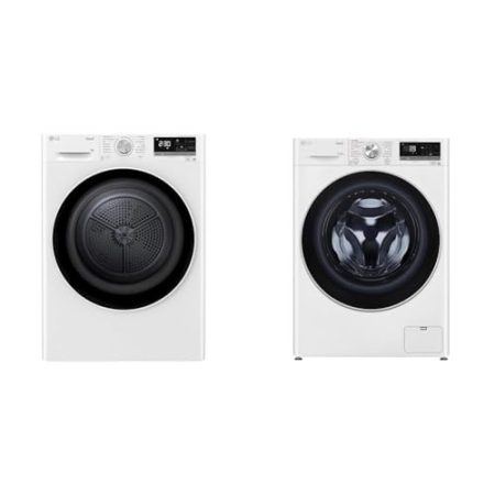 LG Electronics V5RT9N Trockner mit Dual Inverter Wärmepumpentechnologie & Waschmaschine 10,5 kg AI DD Steam TurboWash 360° ThinQ Neue Wohlfühl-Trommel F6WV710P1 Weiß