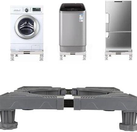 AKOLAFE Waschmaschinen Untergestell für Kühlschrank Waschmaschinensockel Hoch Verstellbar 10cm bis 12cm Waschmaschinen Unterschrank 40cm bis 66cm Länge für Trockner, Kühlschrank