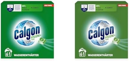 Calgon Hygiene+ Tabs – Schutz vor Kalkablagerungen und Schmutz – Wasserenthärter mit Hygieneschutz für die Waschmaschine – 1 x 61 Tabs Unparfümiert (Packung mit 2)