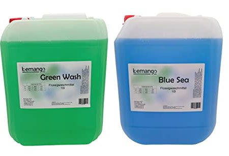 Bemango Flüssigwaschmittel 10l blue sea und 10l green wash