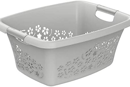 Rotho Flowers Wäschekorb 25l, Kunststoff (PP) BPA-frei, grau, 25l (50.5 x 38.3 x 21.8 cm)