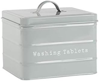 Harbour Housewares Vintage Metall Washing Tablets Speicher-Zinn - Utility Storage Kanister - 18cm - Grau