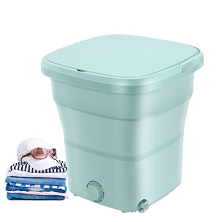 SRHIMEOS Mini Waschmaschine, Turbinenwaschmaschine Stromversorgung, Faltbare Wäschewanne Miniwaschmaschine Camping Mobile Waschmaschine Small Washing Machine (Green)