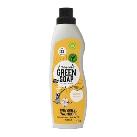 Marcel's Green Soap - Universal Waschmittel Vanille & Baumwolle - Waschflüssigkeit - Frei von Palmöl & Mikroplastik - 100% Umweltfreundlich - 100% Vegan - 95% Biologisch abbaubar - 1 L