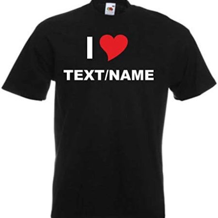 INDIGOS UG - T-Shirt Herren - I Love - Ich Liebe - Aufdruck mit Herz individuell - mit Wunschtext Bedruckt - Druck personalisiert - Geschenk für Party Sport Freundin Freund Mann