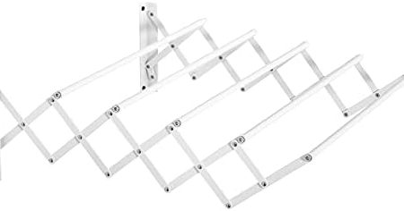 HOMCOM Wandtrockner Wäscheständer für Wandmontage Wandwäschetrockner ausziehbar klappbar platzsparender Wäschereck für kleine Haushalte für drinnen und draußen Metall Weiß 63,5 x 60 x 20 cm