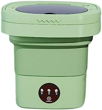 perfk Faltbare Mini Waschmaschine Reisewaschmaschine Washing Machine 6.5L, Tragbare Leise Elektrische Kleine Waschmaschine für Wohnmobil, Unterwäsche, Camping, Wäscherei, Wohnung, Grün