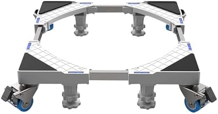 Olvy Waschmaschinensockel mit Rollen, Bärenlast 300 KG, Untergestell für Waschmaschinen, Waschmaschinen Untergestell auch für Trockner, Kühlschrank