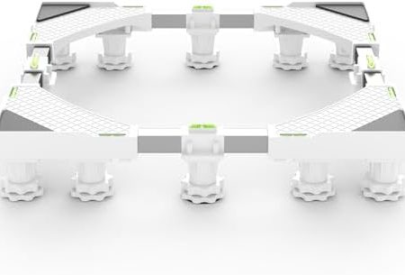 DEWEL 12 Füße Waschmaschine Untergestell für Kühlschrank Verstellbare Waschmaschine Sockel für Trockner, Untergestell für Waschmaschin, Einstellbare Breite 41-64cm, Höhe 9cm-12cm, Bärenlast 500kg