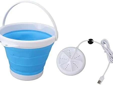 Tragbare Waschmaschine, Mini-Waschmaschine mit 10L faltbarem Wäscheeimer Ultraschall kleine tragbare Mini-Waschmaschine für Unterwäsche, Socken, Baby-Kleidung, Reisen, Camping (Blau)