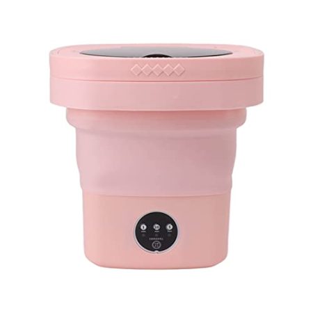 Topiky Tragbare Waschmaschine, 6,5 L, Faltbare Mini Waschmaschine, Kleine Waschmaschine für Babykleidung, Unterwäsche, Socken, Automatische Wasch und Schleuderwaschmaschine mit (Rosa)