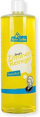 Kieler Seifen Oma´s Zitronenreiniger 1 L Konzentrat I Kalkreiniger mit der Kraft der Zitrone, frischer Zitrusduft | Reiniger für Küche, Bad & Sanitär