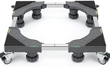W B D WEIBIDA Waschmaschinen Untergestell mit 4 feststellbaren Rollen und 8 gepolsterten,Bärenlast 300KG Untergestell für Waschmaschine, Verstellbare Breite 40-62cm,Höhe 11-12.5cm Waschmaschinensockel