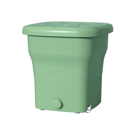 Tragbare Multifunktionswaschmaschine, 25 l faltbare Unterwäschewaschmaschine mit Abflusskorb, geeignet für Wohnungen, Reisen (green)