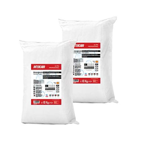 Waschpulver für Waschmaschinen 20 kg | Waschmittel für weiße und farbige Kleidung | Pulverwaschmittel | Professionell | INTERCABO Ultra | 2 x 10kg Säcke