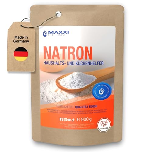 Maxxi Clean | 1x 900 g Natron Pulver | Backpulver für Küche, Haushalt und Körper | geschmacksneutrales & hochreines Hausmittel zum Reinigen und Backen | Natriumhydrogencarbonat in Lebensmittelqualität