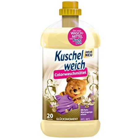 Kuschelweich Colorwaschmittel Glücksmoment (20 WL) – Waschmittel flüssig für 20 Wäschen – schonendes Flüssigwaschmittel mit Farbschutz für bunte Wäsche