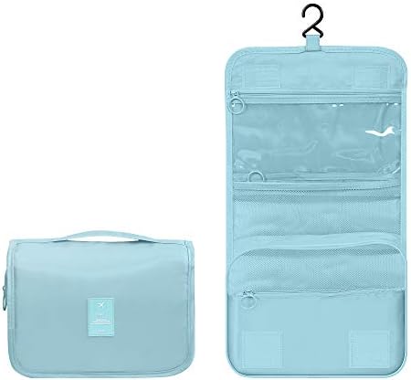 Luxtude Kulturtasche, Wasserabweisend Kulturbeutel zum Aufhängen für Damen Frauen und Mädchen mit Hängendem Haken, Reise Waschtasche Waschbeutel, Tragbar Kosmetiktasche Make Up Tasche Organizer Blau