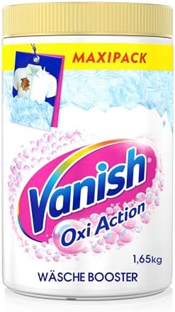 Vanish Oxi Action Powerweiss Pulver – 1 x 1,65 kg – Fleckenentferner und Wäsche-Booster Pulver ohne Chlor – Für weiße Wäsche