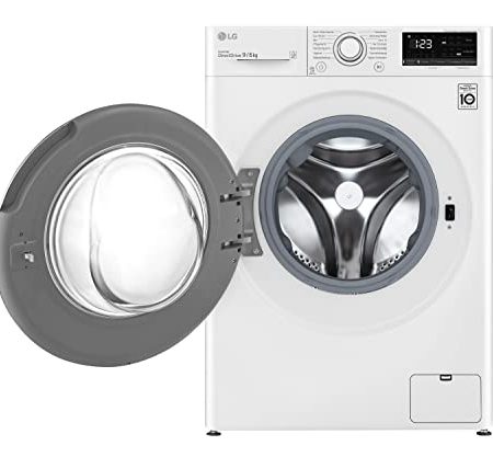 LG Electronics F14WD96EN0B Waschtrockner | 9 kg Waschen | 6 kg Trocknen | Weiß mit weißem Bullaugenring