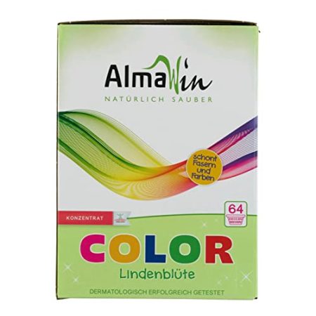 AlmaWin Color Waschmittel Lindenblüte 2kg I Umweltfreundliches Waschpulver für bunte Textilien I Ausreichend für ca. 64 Wäschen I Frei von synthetischen Duft- & Farbstoffen I Vegan