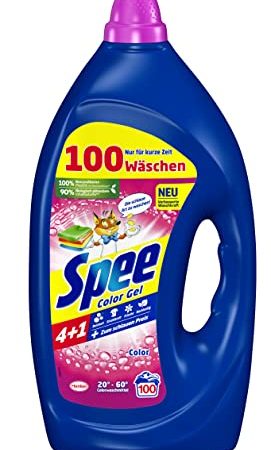 Spee Aktiv Gel Color 4 + 1 Waschmittel (100 Waschladungen), Flüssigwaschmittel mit 4 + 1 Formel vereint Reinheit, Strahlkraft, Frische & Nachhaltigkeit, 20° - 60° C