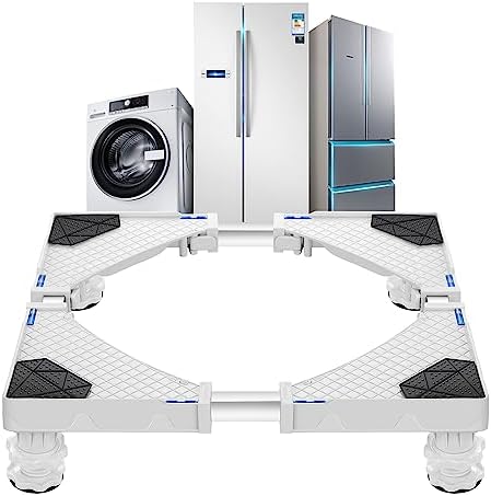 [en.casa] Waschmaschinen-Untergestell Marklohe Waschmaschinen Sockel mit 4 Füßen Podest max. 300 kg Edelstahl Weiß