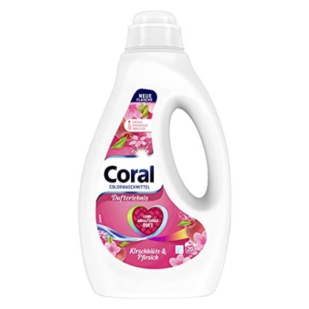 Coral Colorwaschmittel Kirschblüte & Pfirsich Flüssigwaschmittel für bunte Wäsche mit langanhaltendem Duft 20 WL (1 x 1L)