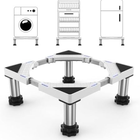 DEWEL Waschmaschinen Untergestell Bärenlast 200KG Waschmaschine Sockel für Waschmaschinen Trockner Kühlschrank,Untergestelle für Waschmaschinen Breite 44,8–65 cm, Höhe 13–17 cm