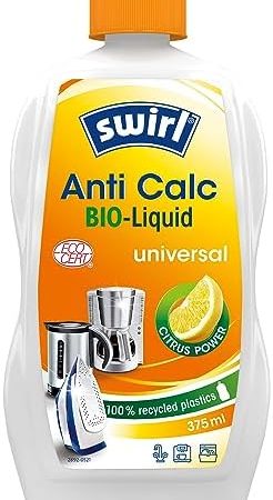 Swirl Anti Calc Bio-Liquid Universal (375ml) mit Citrus Power | Flüssigentkalker reinigt Kaffeemaschinen, Kaffeevollautomaten, Padmaschinen, Wasserkocher, Bügeleisen, Waschmaschinen und Spülmaschinen