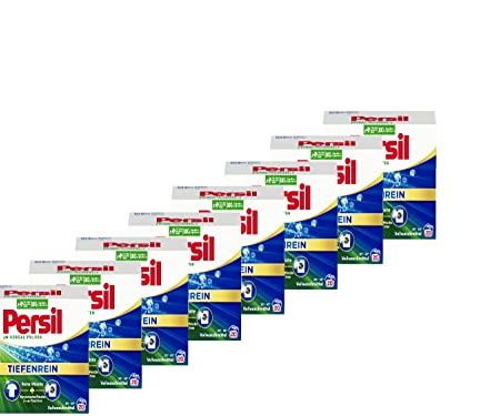 Persil Universal Pulver Tiefenrein Waschmittel 160 WL (8 x 20 Waschladungen), Vollwaschmittel für reine Wäsche und hygienische Frische für die Maschine, effektiv von 20 °C bis 95 °C