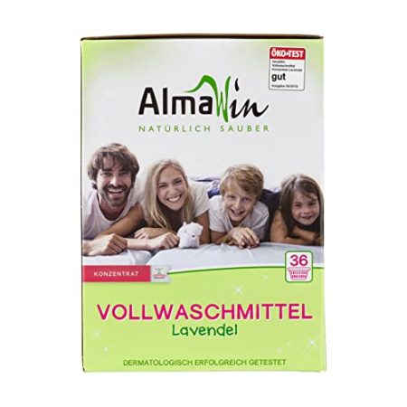 AlmaWin Vollwaschmittel 2kg I Umweltfreundliches Waschpulver mit Waschkraftverstärker I Ausreichend für ca. 36 Wäschen I Frei von synthetischen Duft- & Farbstoffen I Vegan