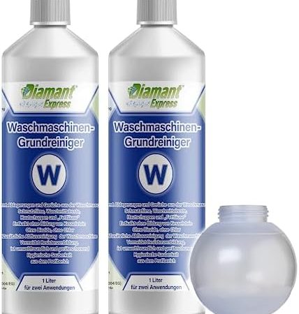 Diamant Express® Waschmaschinen-Reiniger, Jahresvorrat, Effektive Grundreingung gegen Kalk, Ablagerungen und Gerüche. Made in Germany, 2x1L