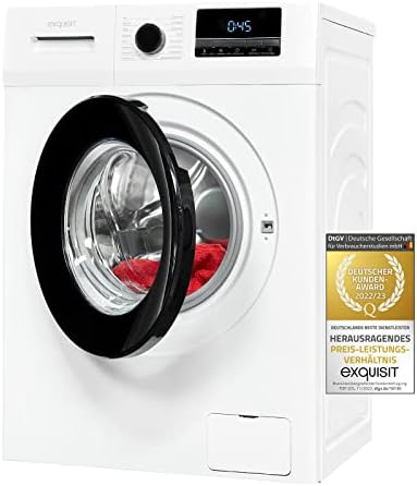 Exquisit Waschmaschine WA8014-340A weiss | Waschmaschine 8 kg | Energieeffizienz A | 16 Waschprogramme | Kindersicherung | Startzeitvorwahl | Washing machine