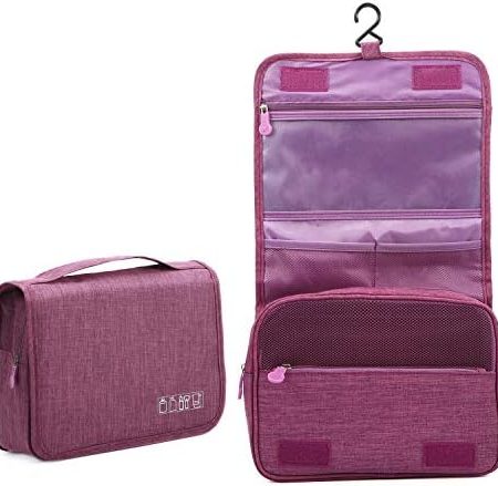 Kulturtasche zum Aufhängen Kulturtasche Damen Kulturbeutel Herren Faltbarer Reise Kulturbeutel mit Tragegriff Waschbeutel für Camping Reisen für Kinder Frauen Mann(Purple)