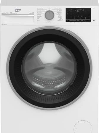 Beko B3WFU59415W2 b300 Waschvollautomat, 9 kg, Waschmaschine, Restzeitanzeige, 1400 U/min, Dampffunktion, AddXtra-Nachlegefunktion, Bluetooth, StainExpert, Hygiene+ allergikergeeignet, Weiß